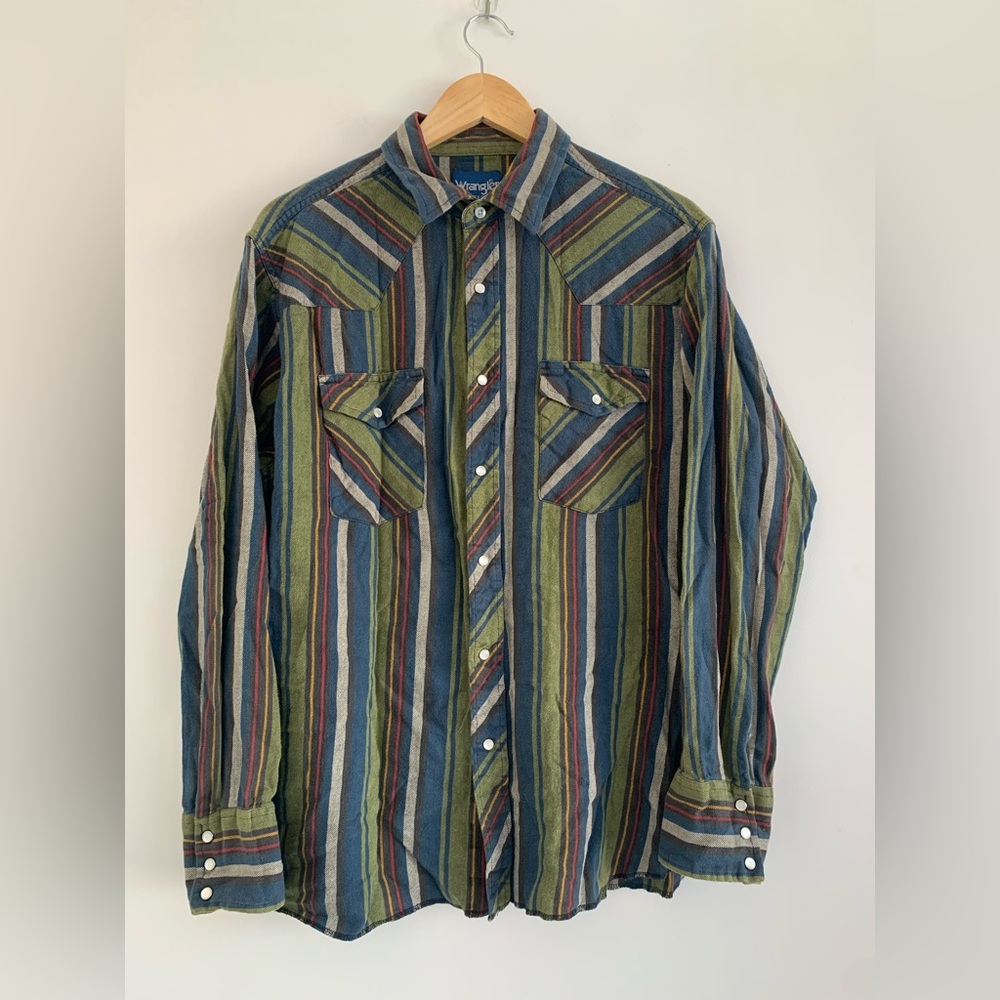 Wrangler Western pinstriped flannel button down